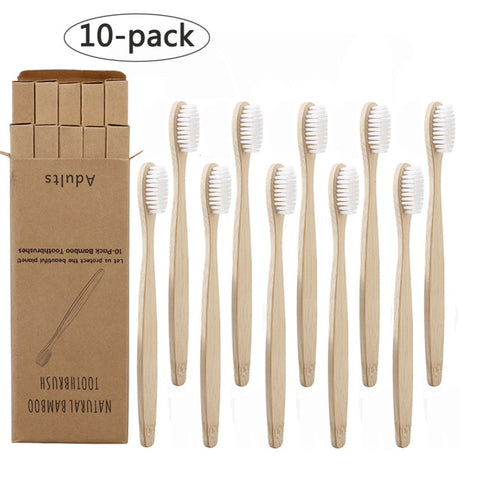 10 Pcs Eco-Friendly Bamboo Soft Fibre Biodegradable Toothbrush